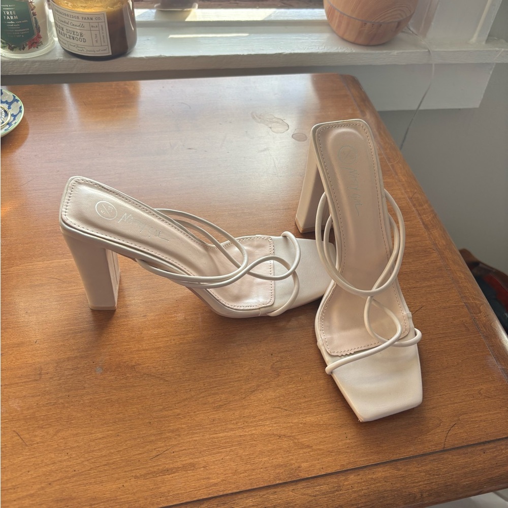 Nasty Gal Cream Strappy Heels
